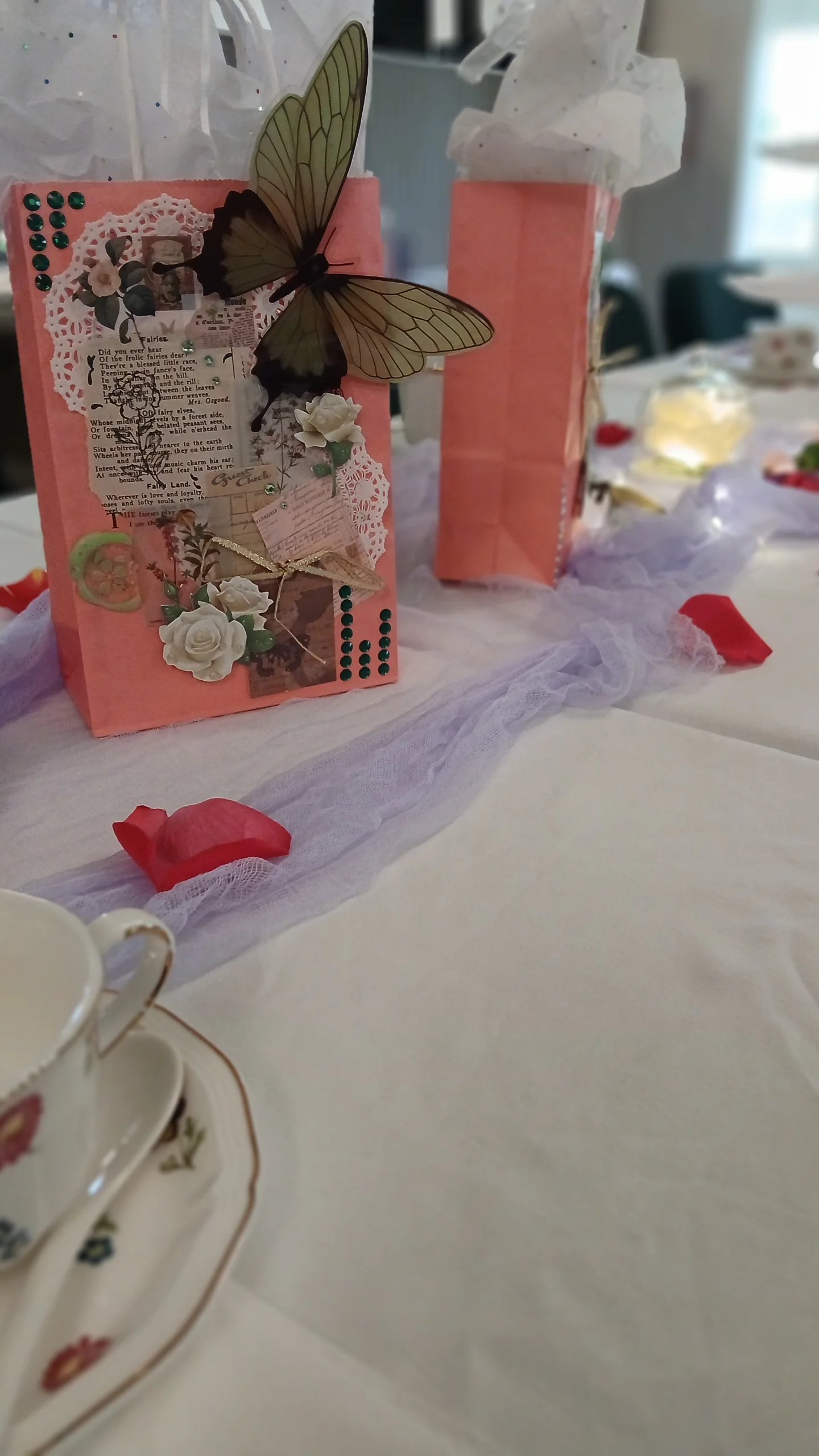 Tea party butterfly gift bag display
